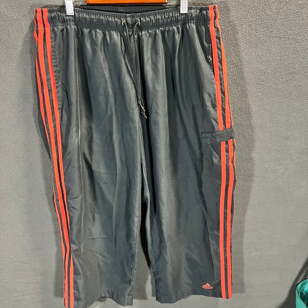 Adidas Vintage 2005 Track Pants Gray Orange 3 Stripe Cargo Mens L 458163